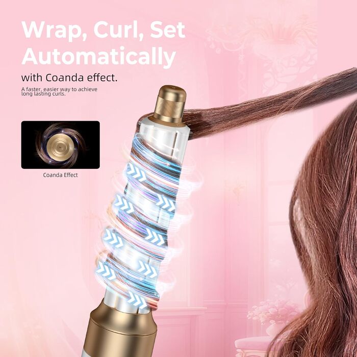 MogaWave Air Styler Pro 6 в 1: Фен-щітка, стайлер для волосся 1000W, професійний, для всіх типів волосся (біло-сірий)