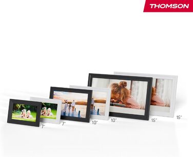 Рамка для фото Thomson Fotorahmen 15 дюймів біла – FHD IPS сенсорний екран, 32 GB, Wi-Fi, поворот, підтримка iOS/Android
