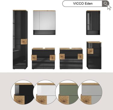 Тумба під умивальник Vicco Eden, зелена, 70 x 64.5 см, з 2 шухлядами для ванної кімнати
