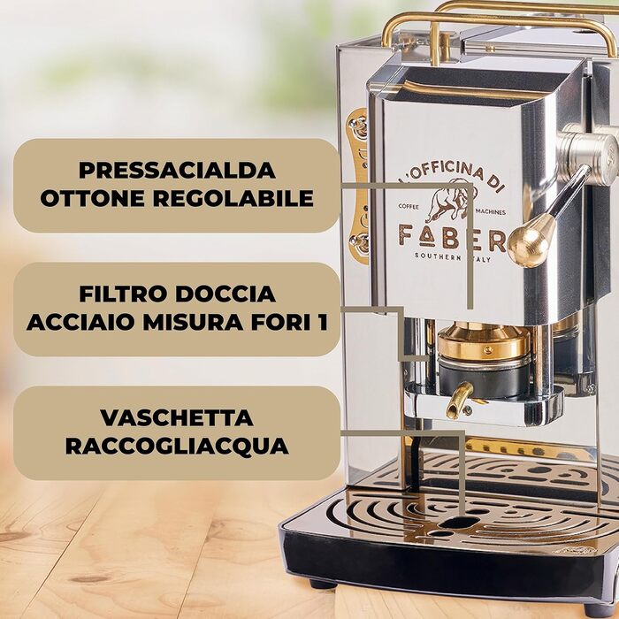 Кавомашина Faber Pro Deluxe з міді та вафельниці з Ese паперу 44 мм (з нержавіючої сталі)