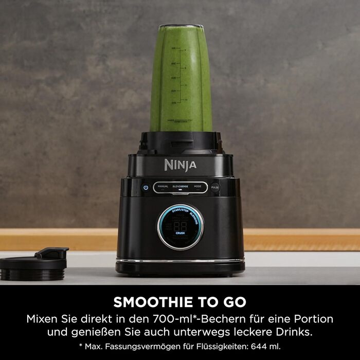 Блендер кухонний Ninja 3-в-1 Detect Power 1200 Вт з чашею, насадкою для тіста, подрібненням, чорний, модель TB401EU