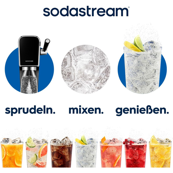 Сифон для газування води SodaStream ART, пляшка 1л та циліндр CO2, чорний