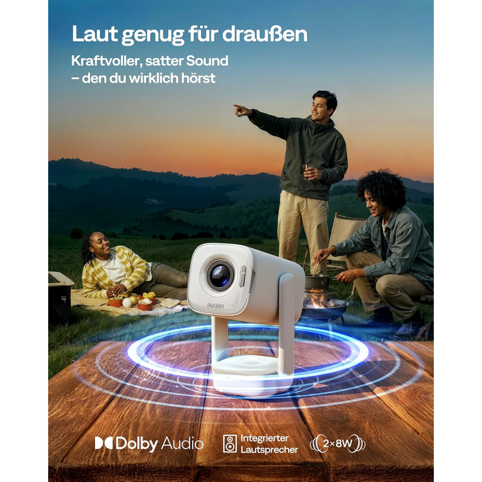 Проектор Aurzen D1 Air Smart: 1080P, 4K, HDR10, Dolby Audio, Netflix, USB-C, Автофокус, Компактний