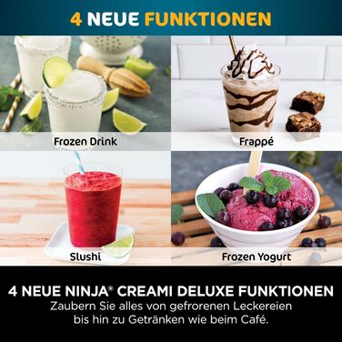 Морозивниця Ninja CREAMi Deluxe з 3 контейнерами, 10 функцій, для морозива, сорбету, йогурту, шейків, срібляста, NC501EU