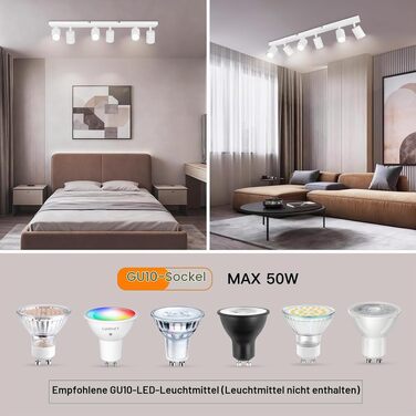 Світильник стельовий Ketom GU10 LED, поворотний спот на 6 ламп, білий