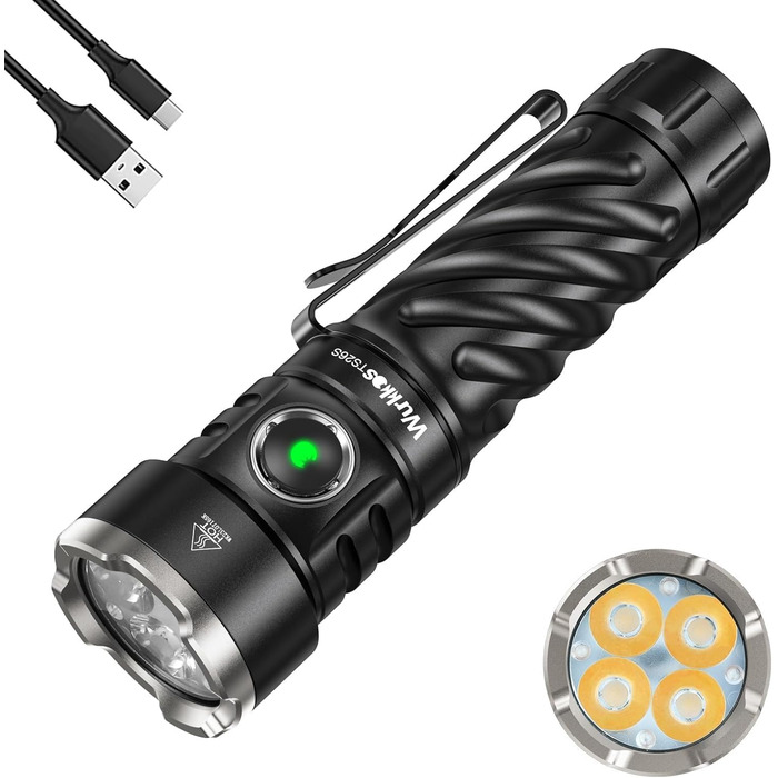 Ліхтарик Wurkkos TS26s LED 3100 люмен, 95 CRI, 4 світлодіоди, 325 годин роботи, магнітна кришка, IP68, водонепроникний, портативний для щоденного використання та аутдору, 5000K