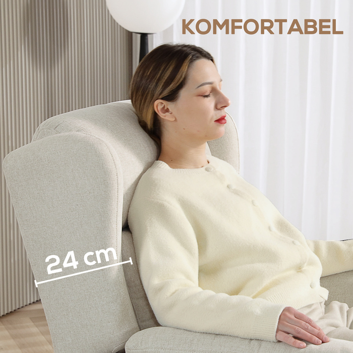 HOMCOM Recliner, Реклайнер для телевізора з функцією відкидання, Реклайнер для телевізора з кишеньковими пружинами, М'який реклайнер, крісло вантажопідйомністю до 150 кг для вітальні, спальні, бежевий