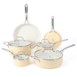 Набір посуду емальований Martha Stewart Lockton Premium 10 предметів: каструлі та сковороди з керамічним антипригарним покриттям (без PFA)