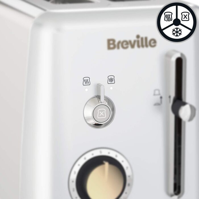 Тостер Breville Mostra для 2 скибок з підставкою для булочок, сріблястий з золотими акцентами