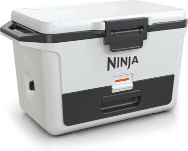 Преміум термобокс Ninja FrostVault 47 л, ізольована холодильна сумка, зберігає лід до 6 днів, інтегрована суха шухляда, для 80 банок, хмарно-білий FB151EUWH