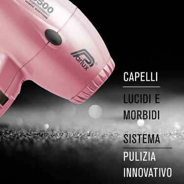 Фен Parlux 3500 SuperCompact Ceramic + Ionic, рожевий, професійний