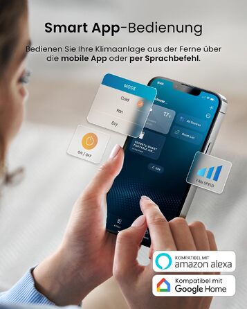 Мобільний кондиціонер Pro Breeze 9000 BTU 4-в-1: охолодження, вентиляція, осушення, нічний режим. Клас енергоефективності A, пульт, таймер 24 год, управління зі смартфона