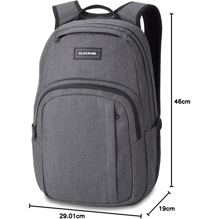 Рюкзак Dakine Campus 25L унісекс для школи, ноутбука та подорожей, водовідштовхуючий, поліестер, колір Carbon II