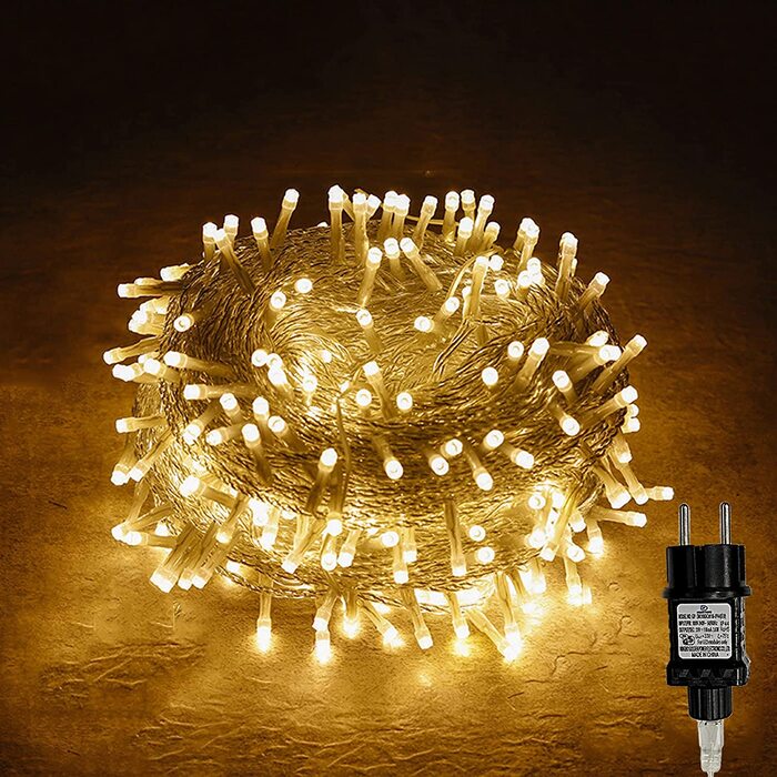 Світлодіодна гірлянда Gresonic 300 LED, тепле біле світло, для вулиці та приміщення, з електричним живленням і штекером, для саду, весілля, Різдва, вечірки