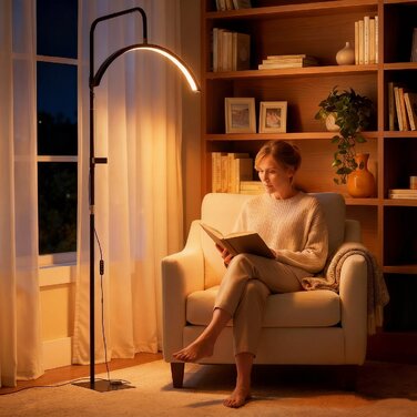 LED-лампа-півмісяць для нарощування вій з тримачем для телефону, поворотна на 350°, регульована висота та тепле світло