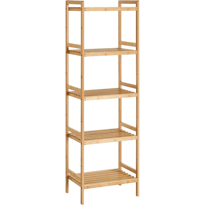 SONGMICS Regal Bambus, 5 поличок, 31.5 x 45 x 142 см, для ванної, кухні, вітальні, спальні, балкону, натуральний колір + білий