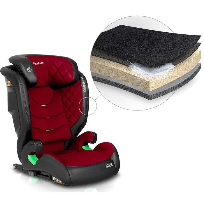 Автокрісло Nukido 15-36 кг для дітей 4-12 років ISOFIX, регулювання підголівника та нахилу, Louis (Червоний)