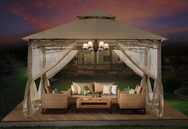Павільйон садовий ABCCANOPY 2.5x2.5м Водонепроникний, зимовий, з подвійним дахом, сірим (з москітною сіткою)