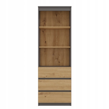 Стелаж TopEshop, антрацит, ламінована плита, 3 полиці та 3 шухляди, 180x60x35 см