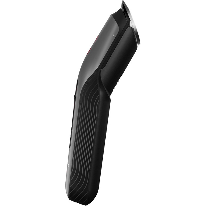 Машинка для стрижки волосся та бороди GRUNDIG ProClub MC 8030 з сенсором BeardCare, титановими лезами, 2 насадками, довгий час роботи, для вологого та сухого використання, темно-матовий хром/червоний