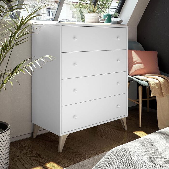 Комод Habitdesign Sweet 4 шухляди, білий Artik, 77,5x40x95 см
