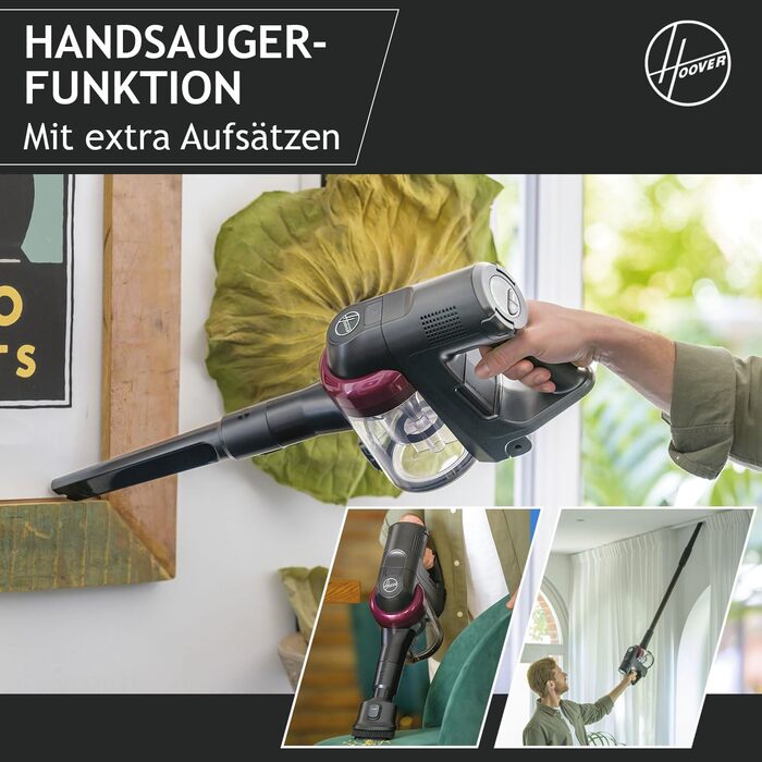 Акумуляторний пилосос Hoover 360° з LED, бездротовий для всіх типів підлоги, насадка Anti-Twist проти намотування волосся, 1200 POWERTIME, модель HF410H