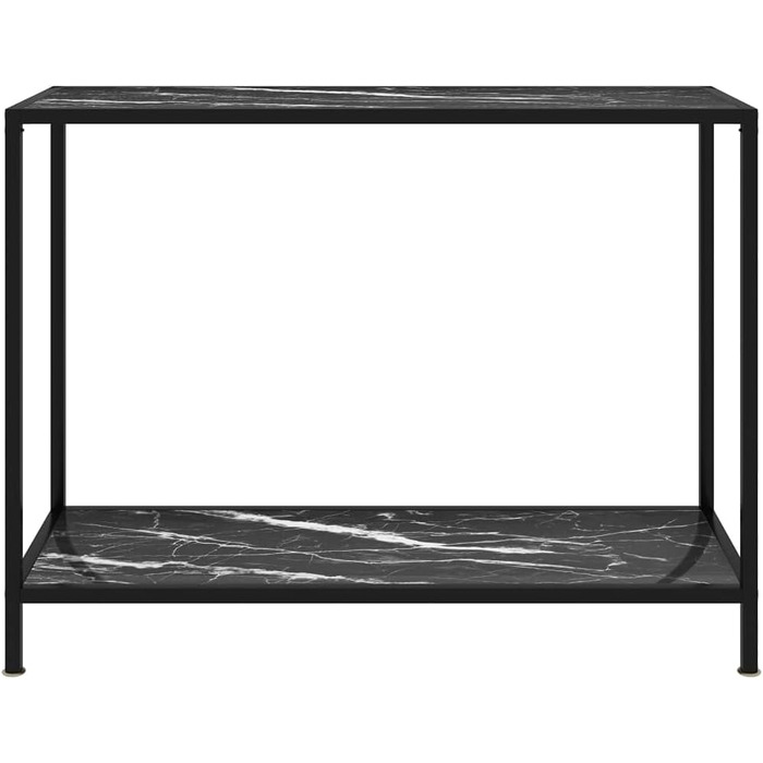 Консольний стіл vidaXL чорний і білий 100x35x75 см, загартоване скло і сталь, для коридору, гостьової, вітальні, декоративний туалетний столик
