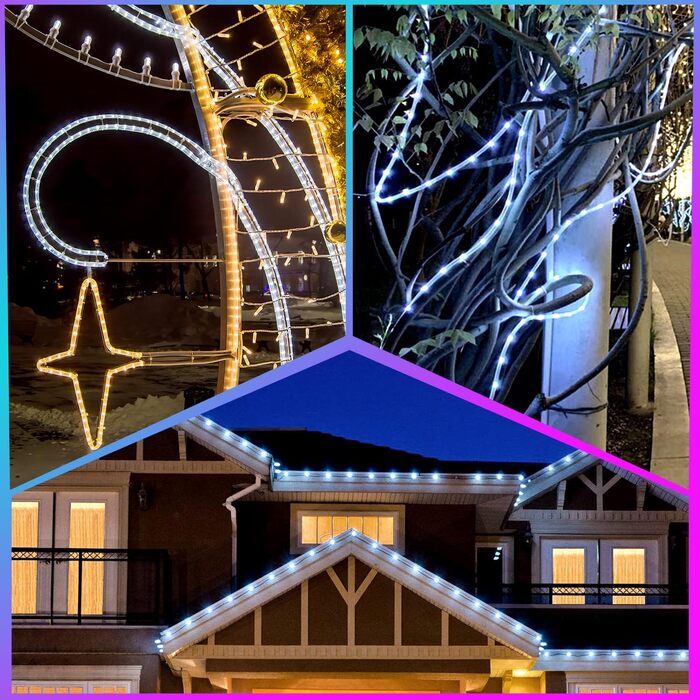 Світлодіодна LED стрічка-шланг 30м (300 LED), водонепроникна гірлянда з пультом, таймером та димером для вулиці та дому, холодний білий колір