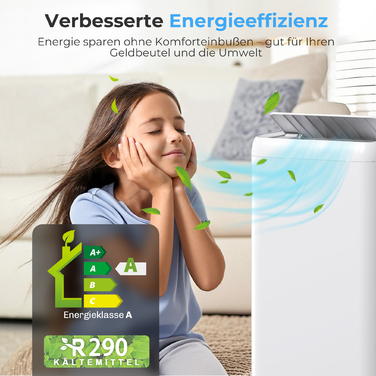 Мобільний кондиціонер з відвідним шлангом 12 000 BTU / 3,5 кВт, 5-в-1, з 24-годинним таймером та пультом дистанційного керування для приміщень до 35 м²