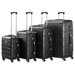 Набір валіз Zelsius 4 шт, чорний: полікарбонатні валізи з кодовим замком, 4 колеса, внутрішній роздільник | Валізи великі, ручна поклажа