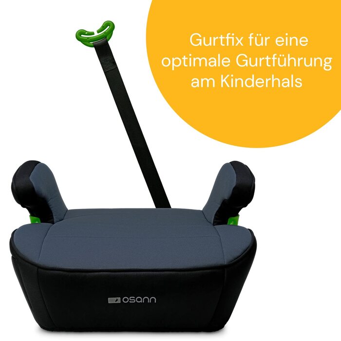 Дитяче автокрісло Osann Junior Isofix Gurtfix i-Size, бустер для дітей 126-150 см, чорний