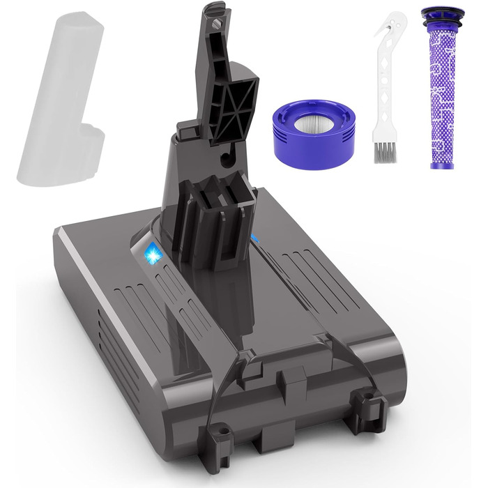 Акумулятор ARyee V7 для Dyson V7 Motorhead/Animal/Absolute/Trigger/HEPA/Extra/Mattress, SV11 Fluffy, з фільтром і щіткою, змінний акумулятор