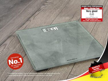 Електронна вага Soehnle Style Sense Compact 300 Concrete, LCD-дисплей, ультратонкий дизайн, максимальна вага 180 кг, бетон