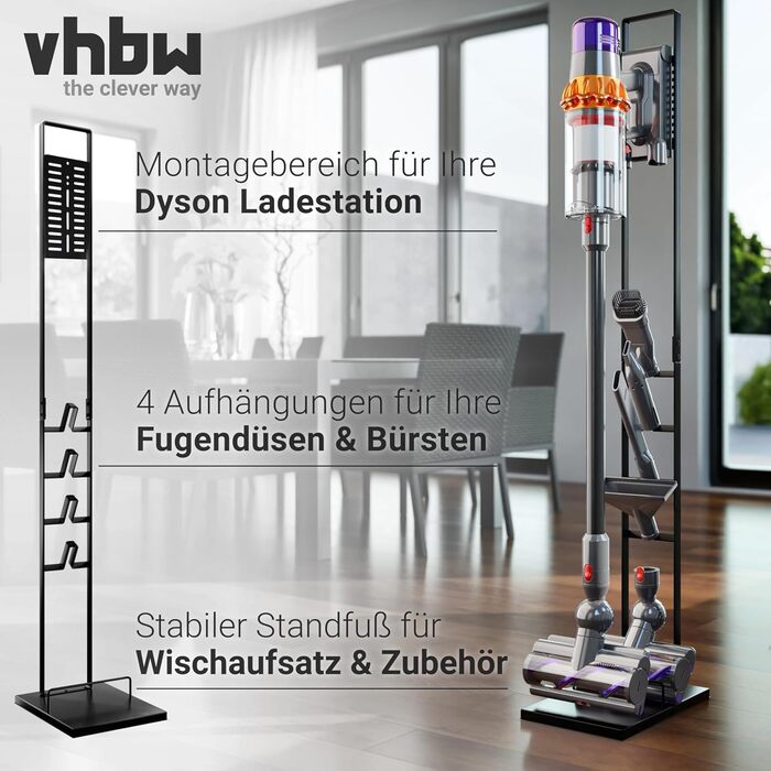 Підставка-утримувач для пилососа vhbw, сумісна з Dyson V7/V8, акумуляторний ручний пилосос, темно-сіра
