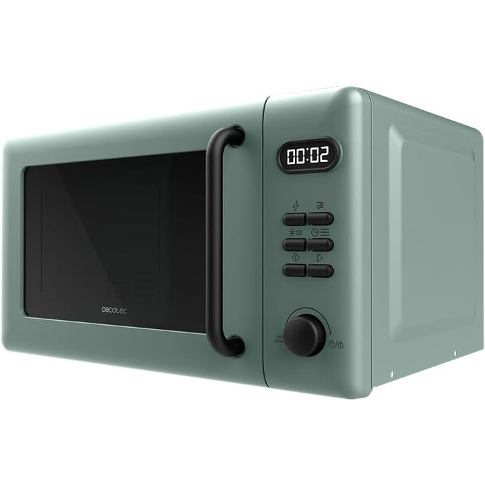 Мікрохвильова піч Cecotec Proclean 3010 Green 20L, 700W, 6 режимів, функція розморожування, таймер 30 хв, зелений колір