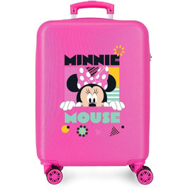 Дитяча валіза Disney Minnie рожевого кольору, ABS, 38x55x20 см, 35 л, з кодовим замком і 4 подвійними колесами, ручна поклажа