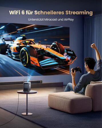Проектор Mini Beamer 4K Smart з WiFi6, Bluetooth, Dolby Audio, підтримкою Netflix, автофокусом та вертикальною корекцією, сірий