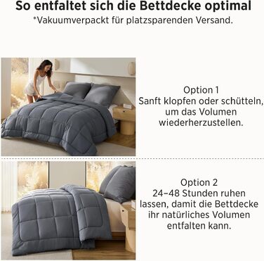 Всесезонна ковдра BEDSURE 240x220 см, стібана ковдра Oeko-TEX, сіра, середньої щільності
