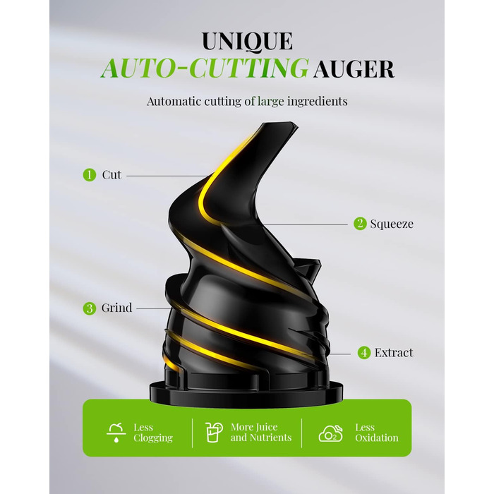 Соковитискач GDOR компактний, потужний Slow Juicer для овочів і фруктів, 600 мл, тиха робота, легке очищення, BPA Free, щітка в комплекті, висока віддача соку