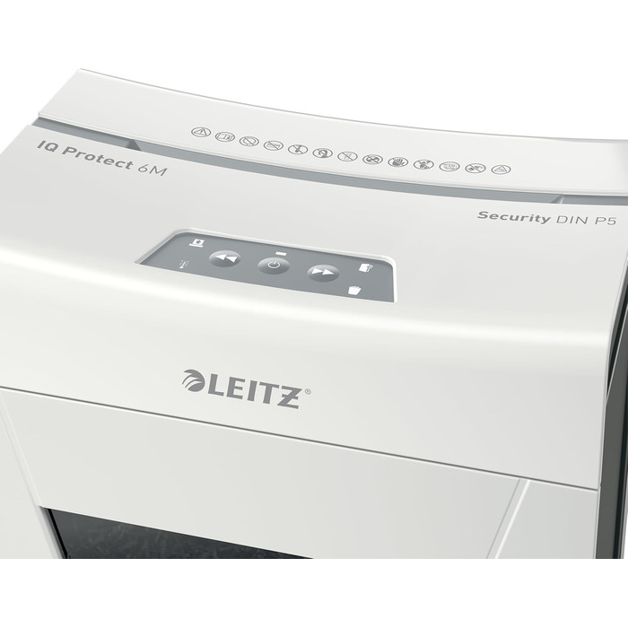 Leitz IQ 10X Premium Protect: Шредер для документів, 6 листів, мікроріз, 18л, білий, для офісу та дому