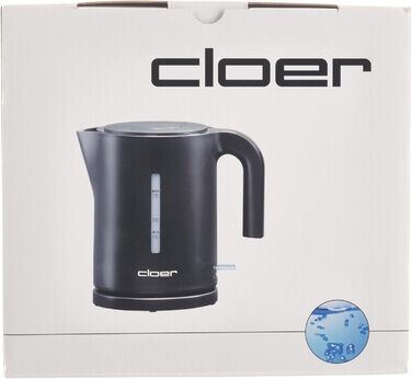 Електрочайник Cloer 4120, 2200 Вт, 1,2 л, чорний, захист від перегріву, велика індикація рівня води