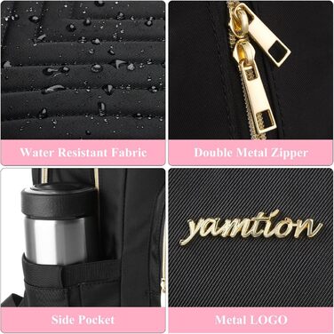 Жіночий рюкзак YAMTION для ноутбука 15.6'' з USB, шкільний міський рюкзак для дівчат і жінок, чорний