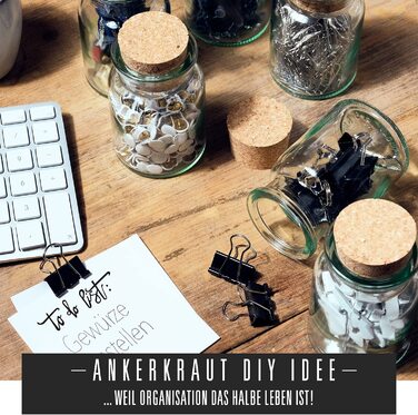 Порожні скляні баночки Ankerkraut з корковою кришкою, набір 24 шт., 170 мл, для спецій, трав або солодощів, подарунок гостям, тиснення