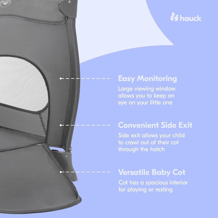 Дитяче дорожнє ліжечко Hauck Sleep N Play Go Plus з колесами, для немовлят та малюків до 15 кг, з чохлом для транспортування, складане, бежеве