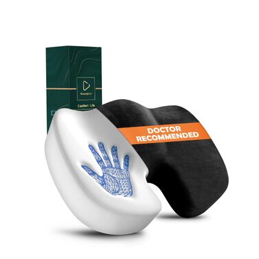 Ортопедична подушка для сидіння з ефектом пам'яті - для офісного крісла та авто, зняття тиску, комфорт при тривалому сидінні, нековзка, знімний чохол (Чорна)