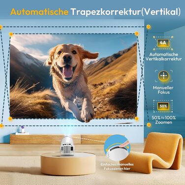 Проектор Xgody Gimbal 3 New: 12000 Люмен, Android 11.0, WiFi 6, Bluetooth, Auto Keystone, Підтримка 4K 1080P, 720P HD, для домашнього кінотеатру (білий)
