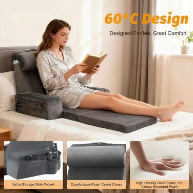 Подушка для спини та шиї з Memory Foam для ліжка та дивана з підлокітниками та сидінням - зручна подушка для читання, ігор та перегляду телевізора