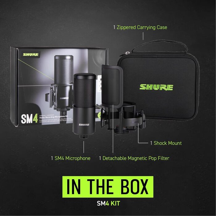 Студійний конденсаторний мікрофон Shure SM4 XLR для вокалу та інструментів, міцний металевий корпус, оптимізований для домашньої студії, готовий до мікшування аудіо