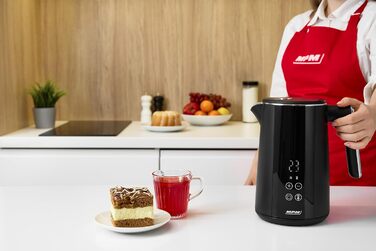 Електрочайник MPM MCZ-120/C 1,5 л з подвійними стінками, регулювання температури 40-100°C, нержавіюча сталь, 2200 Вт, тихий, чорний