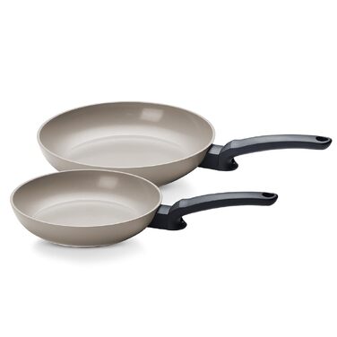 Набір керамічних сковорідок Fissler Ceratal Evo Classic 2 шт. (24 та 28 см), теплий сірий, без PFAS/PTFE, CookStar, Німеччина